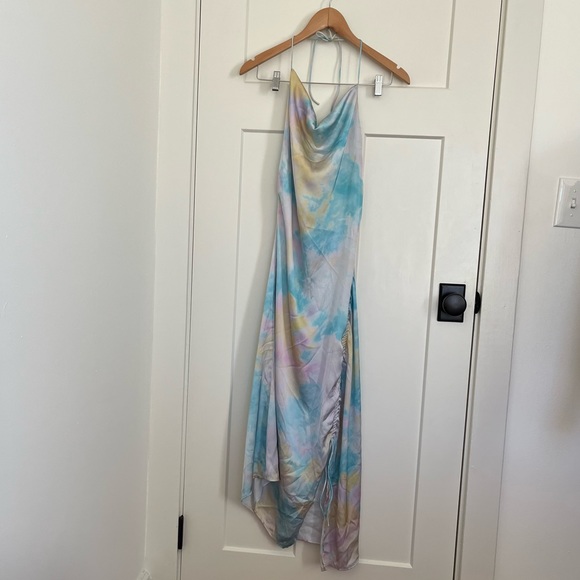 ZARA Tie Dye Satin Slip Midi Dress - Picture 8 of 14